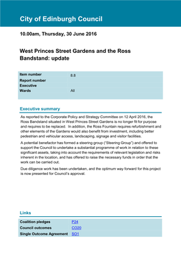 West Princes Street Gardens and the Ross Bandstand: Update