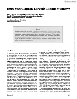 Does Scopolamine Directly Impair Memory?