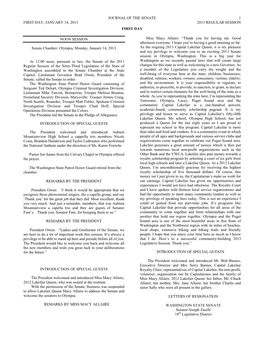 Journal of the Senate 1 First Day, January 14, 2013 2013 Regular Session First Day