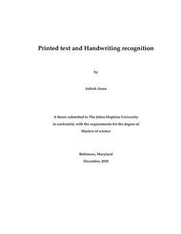 Printed Text and Handwriting Recognition