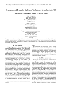 Development and Evaluation of a Korean Treebank and Its Application to NLP