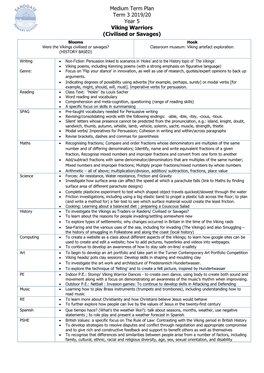 Medium Term Plan Term 3 2019/20 Year 5 Viking Warriors