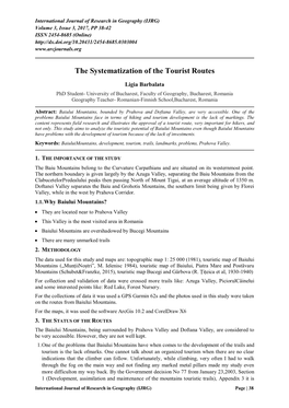 The Systematization of the Tourist Routes