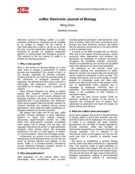 Ejbio: Electronic Journal of Biology Ming Chen