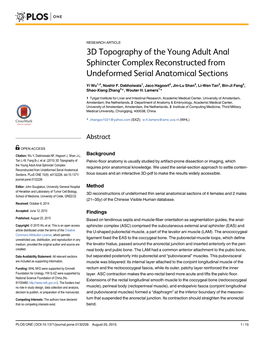 3D Topography of the Young Adult Anal Sphincter Complex Reconstructed from Undeformed Serial Anatomical Sections