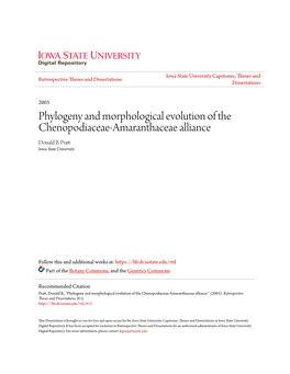 Phylogeny and Morphological Evolution of the Chenopodiaceae-Amaranthaceae Alliance Donald B