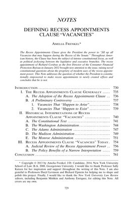 Defining Recess Appointments Clause 