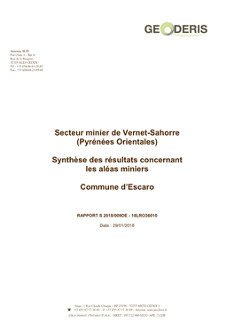 Secteur Minier De Vernet-Sahorre (Pyrénées Orientales)