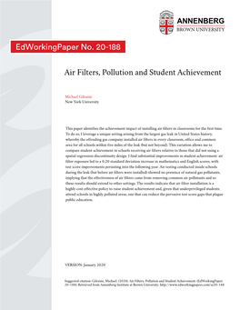 Air Filters, Pollution and Student Achievement