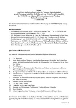 Satzung Zum Schutz Des Denkmalbereichs Berlin-Potsdamer Kulturlandschaft, Gemäß Eintragung in Die Liste Des Kulturerbes Der We