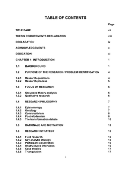 Table of Contents