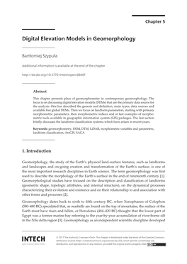 Digital Elevation Models in Geomorphology Digital Elevation Models in Geomorphology