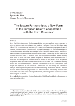 The Eastern Partnership As a New Form of the European Union's
