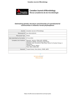 Estimating Genetic Structure and Diversity of Cyanobacterial Communities in Atlantic Forest Phyllosphere