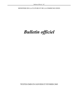 Bulletin Officiel 147