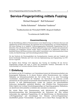 Service-Fingerprinting Mittels Fuzzing (Mai 2009) 1