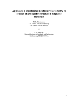 Reflectometry Involves Measurement of the Intensity of a Beam of Electromagnetic Radiation Or Particle Waves Reflected by a Planar Surface Or by Planar Interfaces