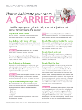 A CARRIER Use This Step-By-Step Guide to Help Your Cat Adjust to a Cat Carrier for Her Trip to the Doctor