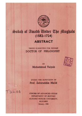 Ubal) of Itoabli Mnber ^Jje Ihuglials; (1582-1724) ABSTRACT