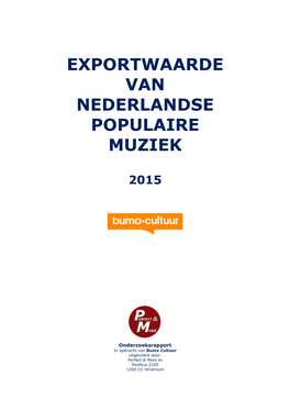 Exportwaarde Van Nederlandse Populaire Muziek
