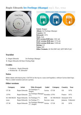 Rupie Edwards Ire Feelings (Skanga) Mp3, Flac, Wma