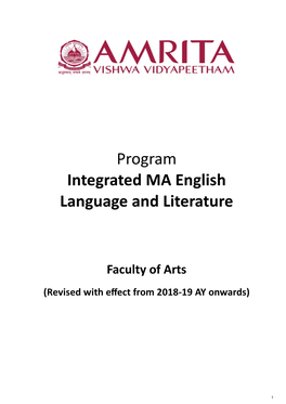 Program Integrated MA English Language and Literature