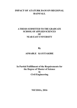 Impact of Ataturk Dam on Regional Rainfall