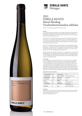 SYBILLE KUNTZ Weingut 2011 SYBILLE KUNTZ Mosel-Riesling