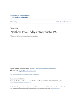 Northern Iowa Today, V74n2, Winter 1991 University of Northern Iowa Alumni Association