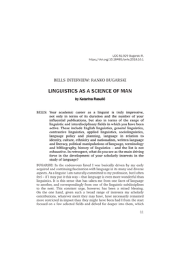 Linguistics As a Science of Man