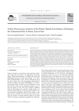 X-Ray Fluorescence Analysis of the Pottery Shards from Dahan-E Ghulaman, the Achaemenid Site in Sistan, East of Iran