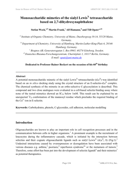 Monosaccharidic Mimetics of the Sialyl Lewis Tetrasaccharide Based on 2