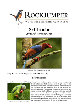 Sri Lanka 20Th to 30Th November 2013