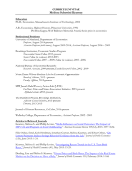 CURRICULUM VITAE Melissa Schettini Kearney