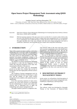 Open Source Project Management Tools Assessment Using QSOS Methodology