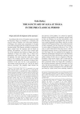 Erik Østby: the SANCTUARY of ALEA at TEGEA in the PRE-CLASSICAL PERIOD