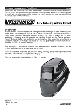 Auto Darkening Welding Helmet