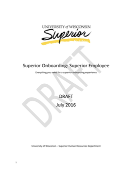 Superior Onboarding: Superior Employee DRAFT July 2016