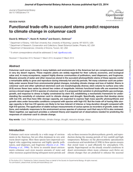 Functional Trade-Offs in Succulent Stems Predict Responses to Climate Change in Columnar Cacti