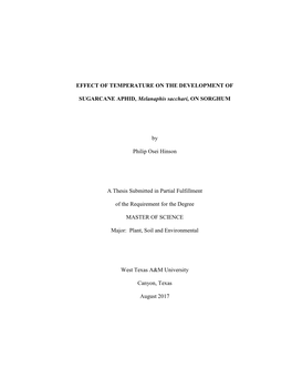 Effect of Temperature on the Development of Sugarcane