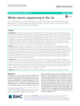 Whole Exome Sequencing in the Rat Julie F