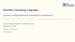 Lecture 5: Scientific Computing Languages