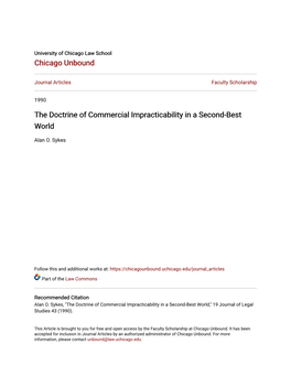 The Doctrine of Commercial Impracticability in a Second-Best World