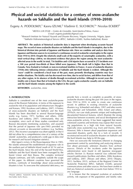 Physical and Societal Statistics for a Century of Snow-Avalanche Hazards on Sakhalin and the Kuril Islands (1910–2010)