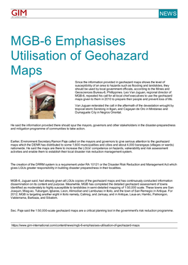 MGB-6 Emphasises Utilisation of Geohazard Maps