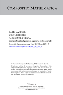 Curves of Minimal Genus on a General Abelian Variety Compositio Mathematica, Tome 96, No 2 (1995), P