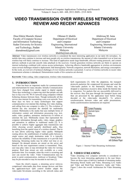 Video Transmission Over Wireless Networks Review and Recent Advances