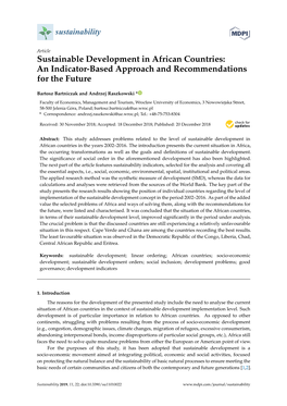 Sustainable Development in African Countries: an Indicator-Based Approach and Recommendations for the Future