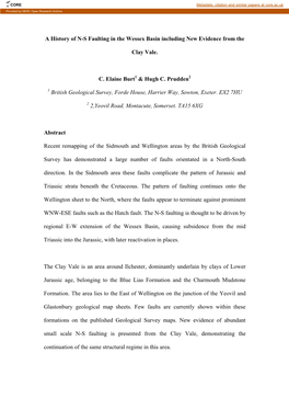 A History of N-S Faulting in the Wessex Basin Including New Evidence from The