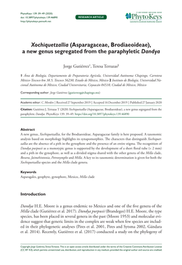 Xochiquetzallia (Asparagaceae, Brodiaeoideae), a New Genus Segregated from the Paraphyletic Dandya